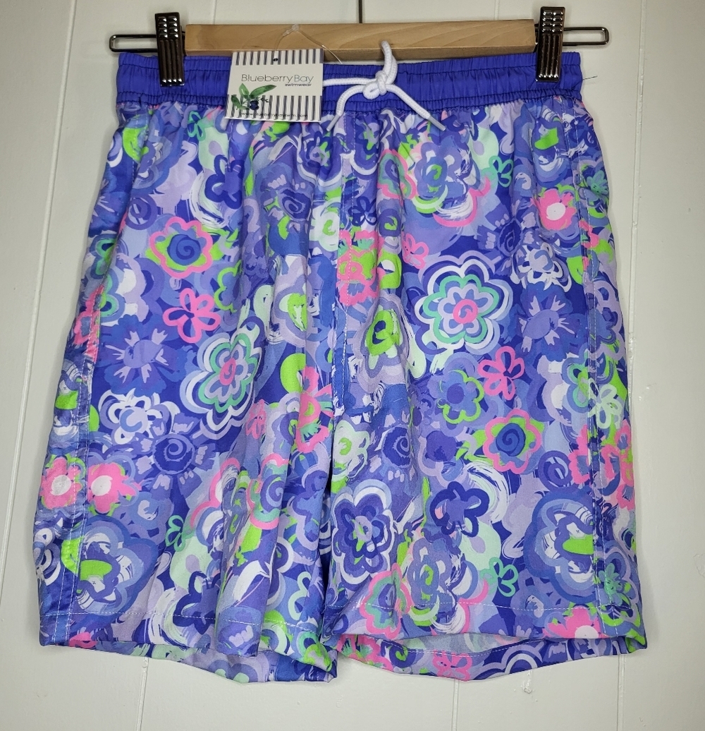 Boy's Purple Floral Swim Shorts